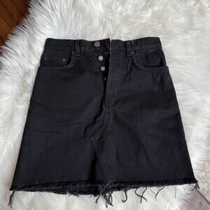 & Other Stories Raw Edge Denim Mini Skirt Black Size US 2 Western Grunge‎